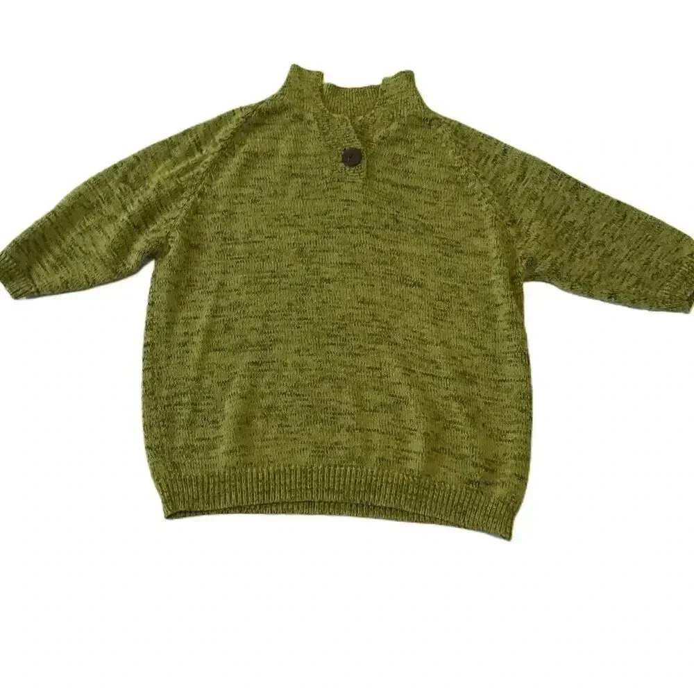 JP collections vintage Green Pullover Sweater Long Sleeve Mock Neck One Size